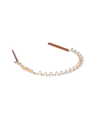Miu Miu Metal And Leather Headband In Gold/silver