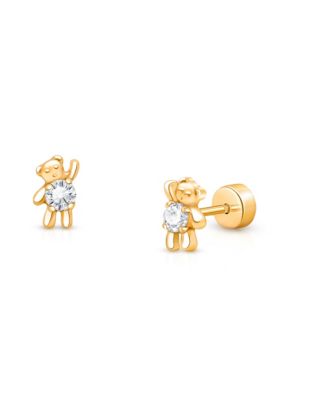 Girls' 14K Gold on Titanium Baby Bear Stud Earrings - Baby, Little Kid, Big Kid