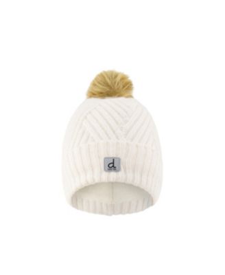 Girls' Chevron Fleece Lined Fleece Pompom Winter Knit Hat - Little Kid, Big Kid