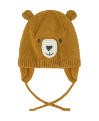  Unisex Bear Face Fleece Lined Ear Flap Winter Knit Hat - Baby, Little Kid