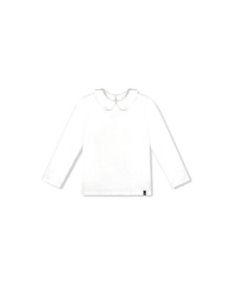 Girls' Peter Pan Collar Cotton Long Sleeve T-Shirt - Little Kid