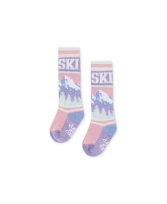 Girls' Mountain Graphic Merino Wool Ski Socks - Baby