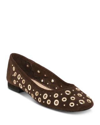 Women's Ivy Mixed Hardware Suede Ballet Flats
