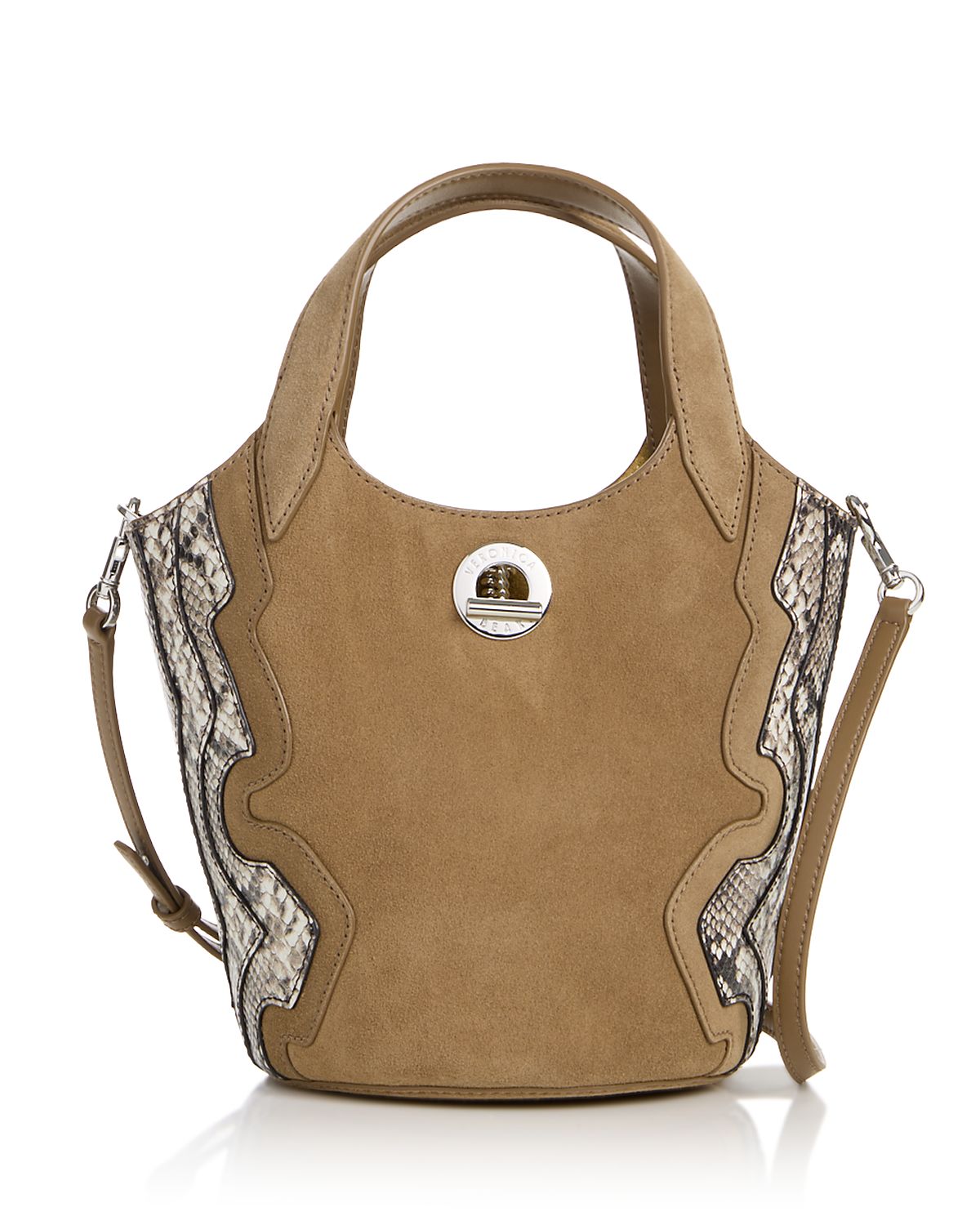 Veronica Beard Anchor Suede & Snake Embossed Leather Crossbody Bag