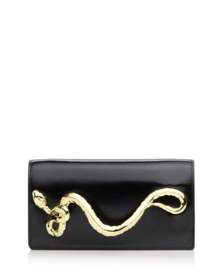 Serpent Side Handle Leather Clutch