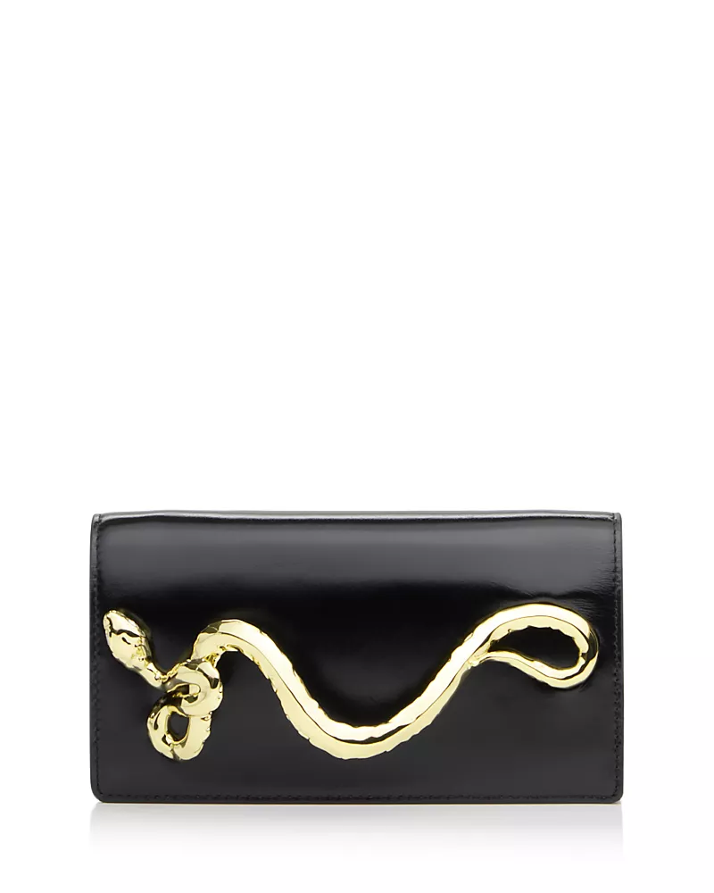 Alexis Bittar Serpent Side Handle Leather Clutch
