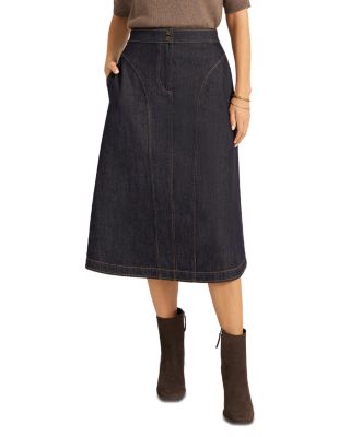 Lynn Denim Seamed Midi Skirt