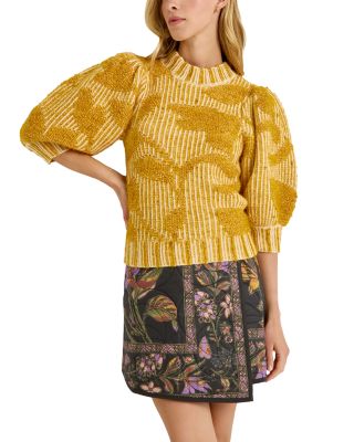 Gail Mixed Stitch Puffed Sleeve Sweater
