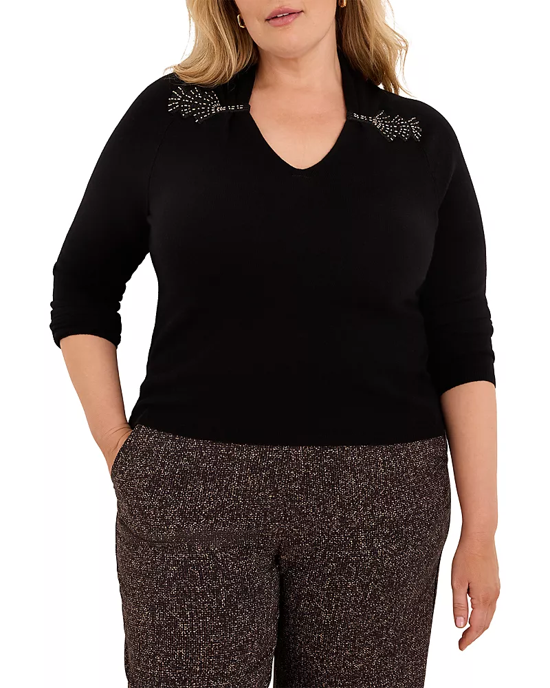 Nic+Zoe Plus Shimmer Cinch Sweater
