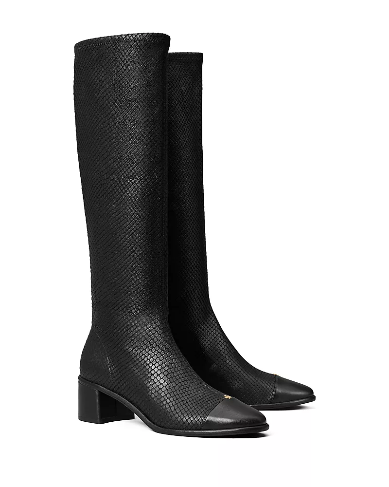 Tory Burch Women's Embossed Leather Knee High Boots