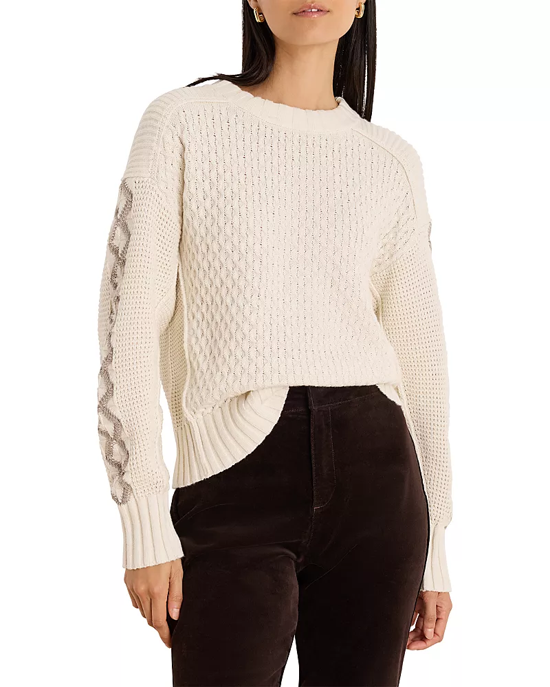 Nic+Zoe Petite Cotton Crisscross Stitch Sweater