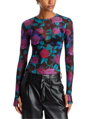 Kaylee Long Sleeve Printed Mesh Top
