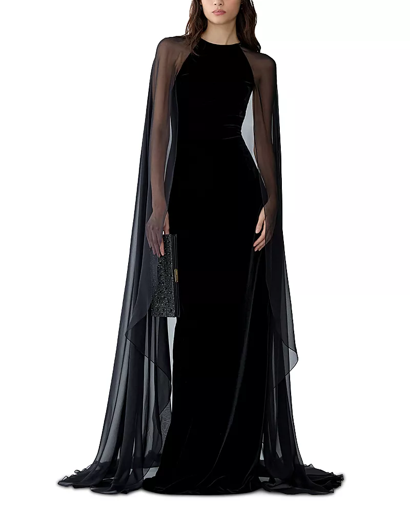 Carolina Herrera Round Neck Cape Gown