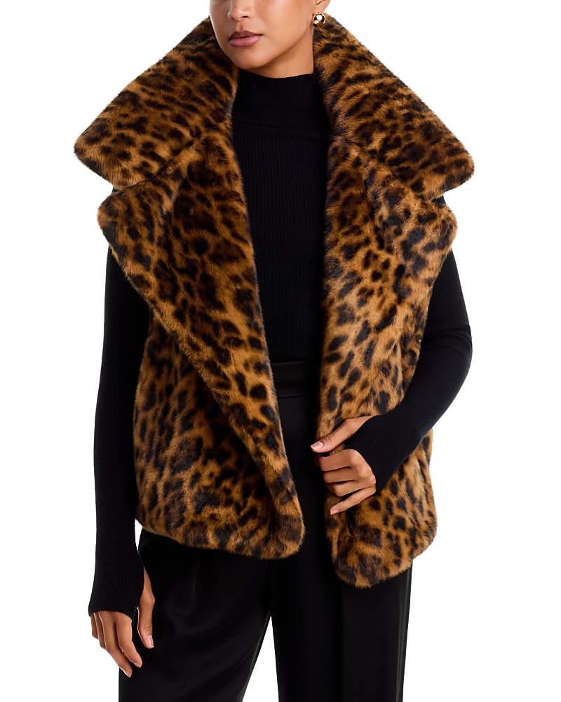 Norma Kamali Teddy Bear Faux Fur Vest In Spotted Animal
