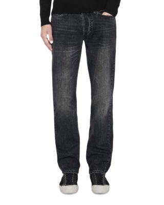 Cotton Blend Loose Fit Five Pocket Jeans in Washed Black