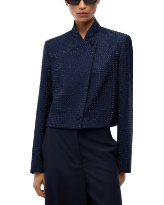 Morasca Mandarin Collar Studded Jacket
