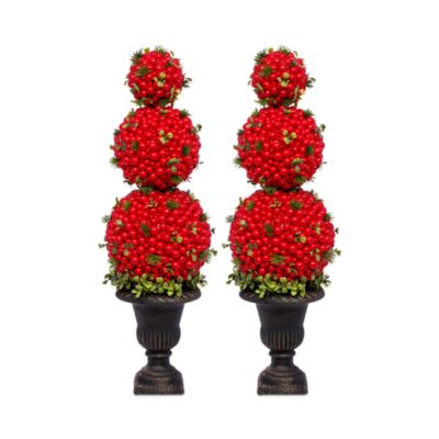 Triple Ball Berry Topiary, Set of 2