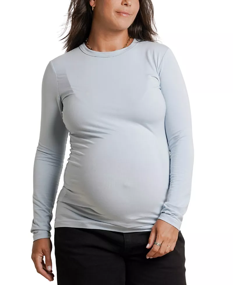 Nom Maternity Liv Long Sleeve Sculpting Maternity Crew Neck Tee