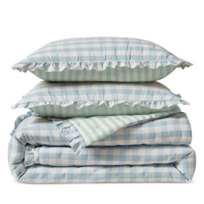 Gingham & Stripe Reversible Quilt Set, Queen
