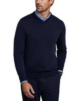 Cotton Blend V Neck Commuter Sweater