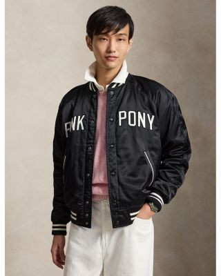 Unisex Satin Pink Pony Bomber Jacket