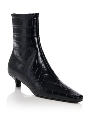 Women's Slim Croc Embossed Ankle Boots