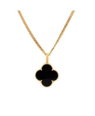  Magic Alhambra Pendant Long Necklace 18K Gold and Onyx, 35.5"