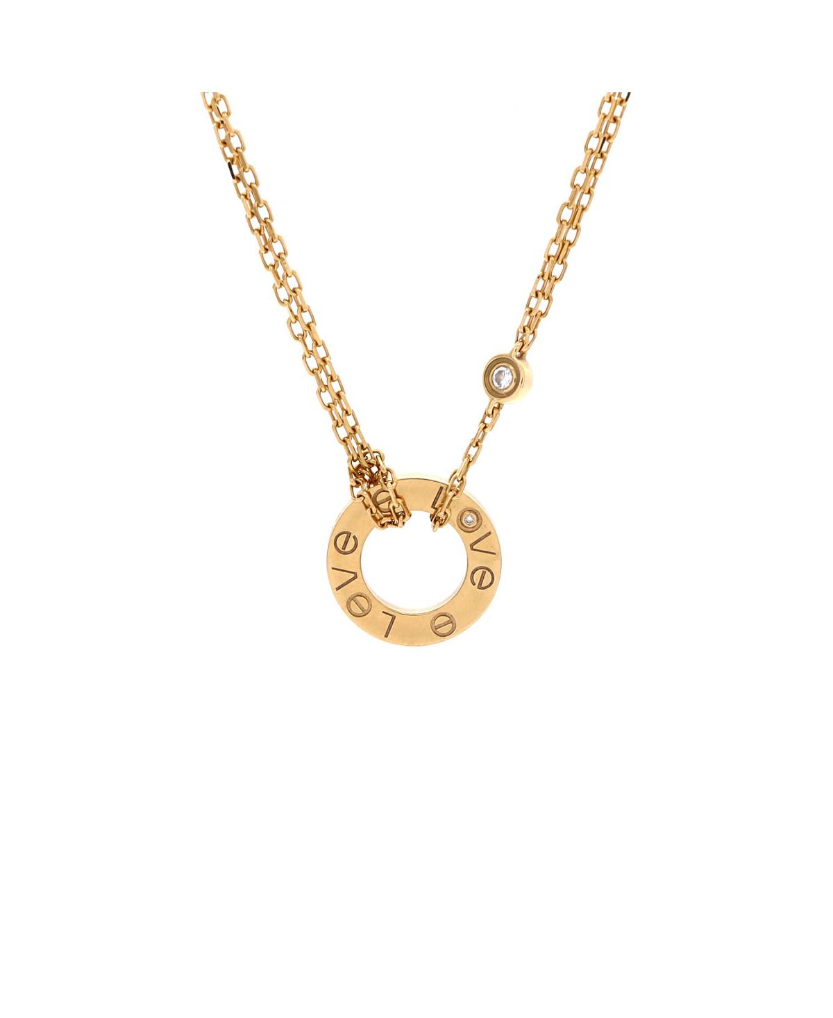 Pre-Owned Cartier 2 Diamonds Love Pendant Necklace 18K Gold and Diamonds