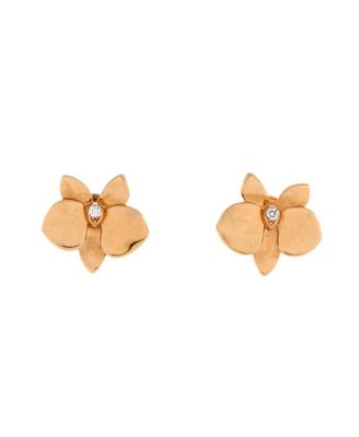 Caresse D'Orchidees Stud Earrings 18K Rose Gold with Diamonds