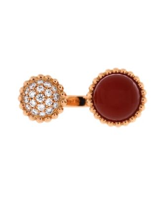 Perlee Couleurs Between the Finger Ring 18K Rose Gold with Carnelian and Diamonds