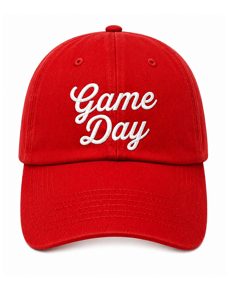Bits & Bows Unisex Game Day Baseball Hat In Red