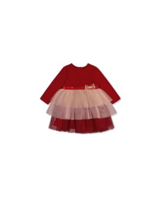  Girls' Bi-Material Bow Waist Glittering Skirt Dress - Baby