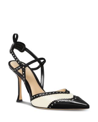 Women's Two Tone Patent Leather Slingback Pumps