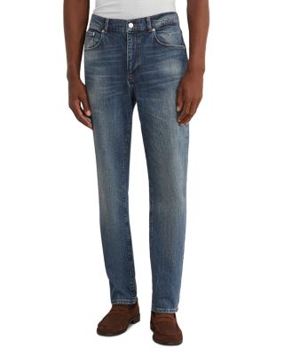Reiss Iggy Cotton Blend Straight Fit Jeans in Mid Blue