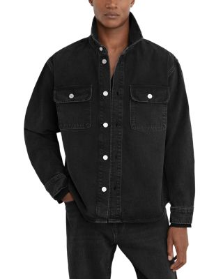 Reiss The Dylan Cotton Twin Pocket Denim Jacket in Washed Black