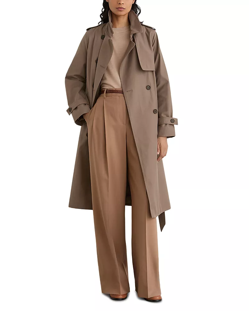 Reiss Azura Double Breasted Removable Hood Trench Coat