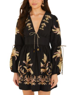 Carnaval Feathers Cotton Mini Dress