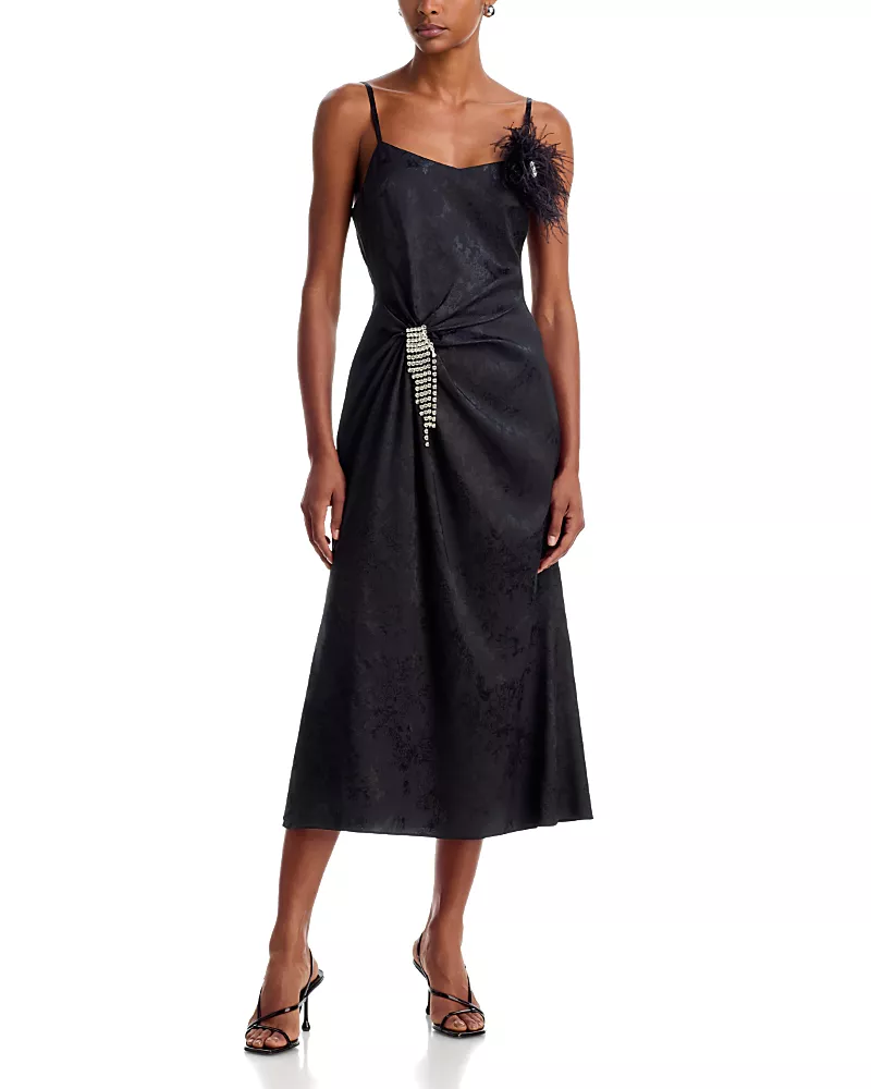 Aqua Jacquard Embellished Midi Dress - Exclusive