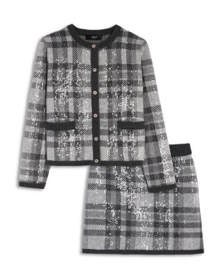 Girls' Plaid Sequin Cardigan & Skirt, Big Kid - Exclusive