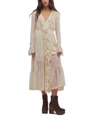 Isla Ruffle Front Midi Dress