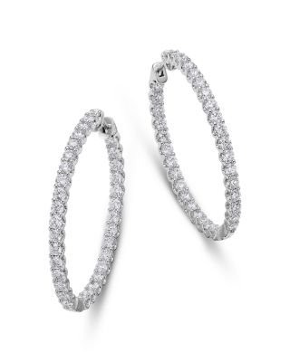 Diamond Inside Out Hoop Earrings in 14K White Gold, 4.0 tcw
