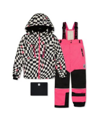  Girls' Teknik Checkered Jacket & Pants Two Piece Snowsuit - Big Kid