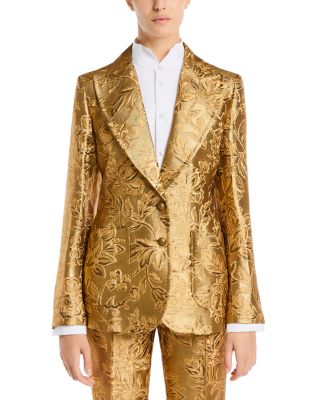 Peak Lapel Textured Button Front Jacket