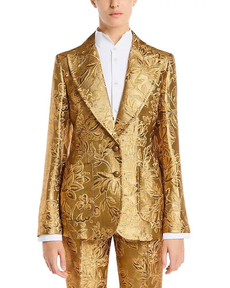 Etro Peak Lapel Textured Button Front Jacket