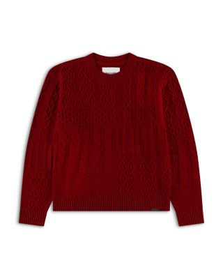 Boys' Patched Cable Knit Cotton Blend Crewneck Sweater - Little Kid, Big Kid