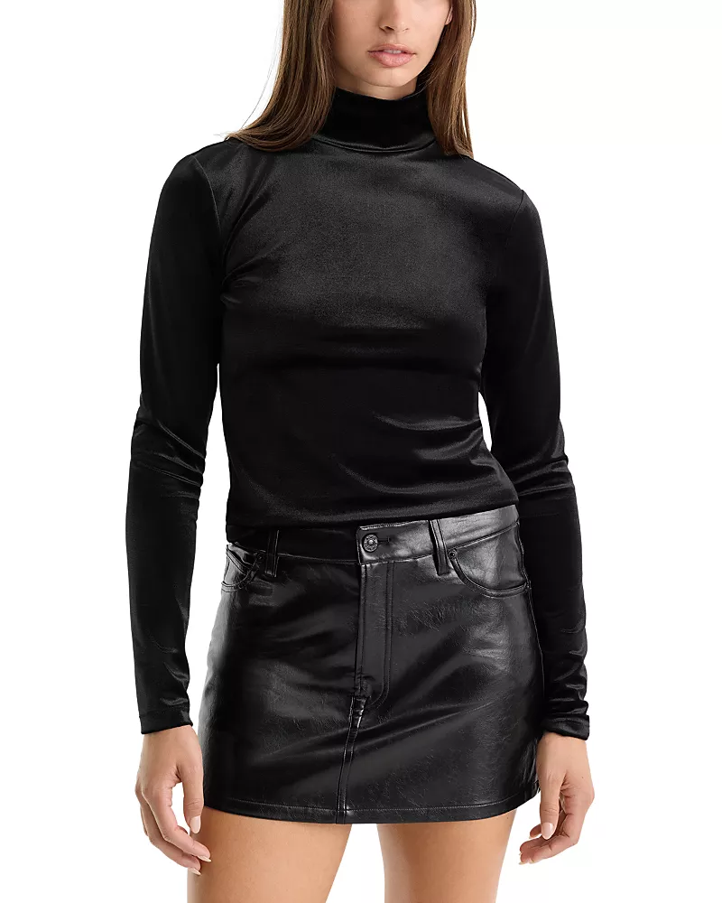 Good American The Velvet Turtleneck Top