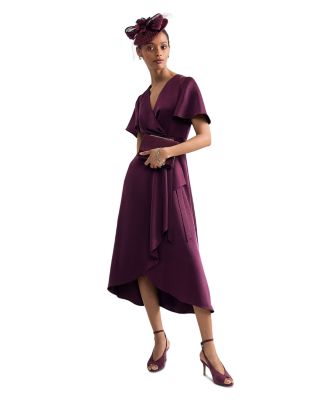 Julissa Satin Wrap Midi Dress