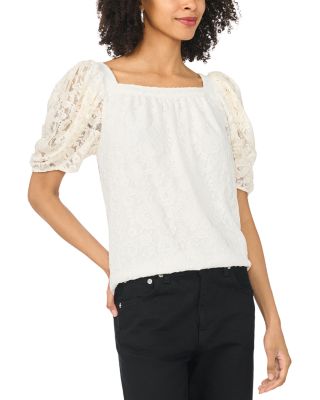 Raschel Lace Puff Sleeve Top