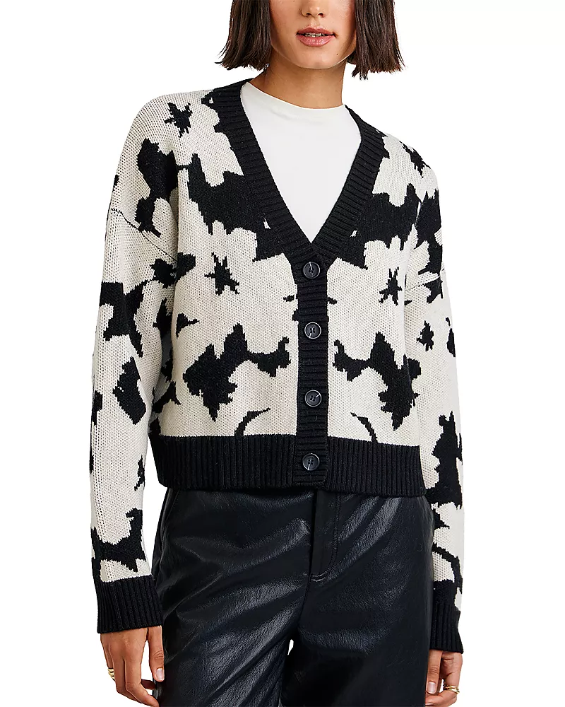 Bella Dahl V Neck Jacquard Cardigan