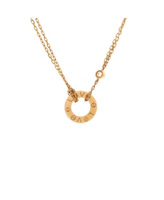  2 Diamonds Love Pendant Necklace 18K Gold and Diamonds, 16"